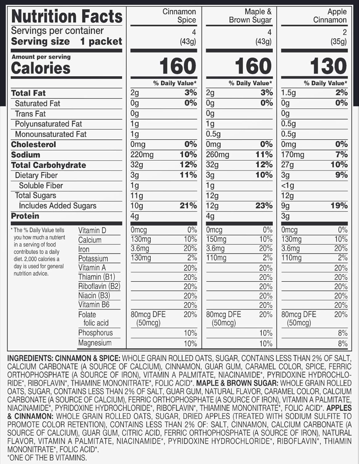 Amazon Brand - Happy Belly Instant Oatmeal, Variety Pack, 14.6 ounce (Pack of 1)