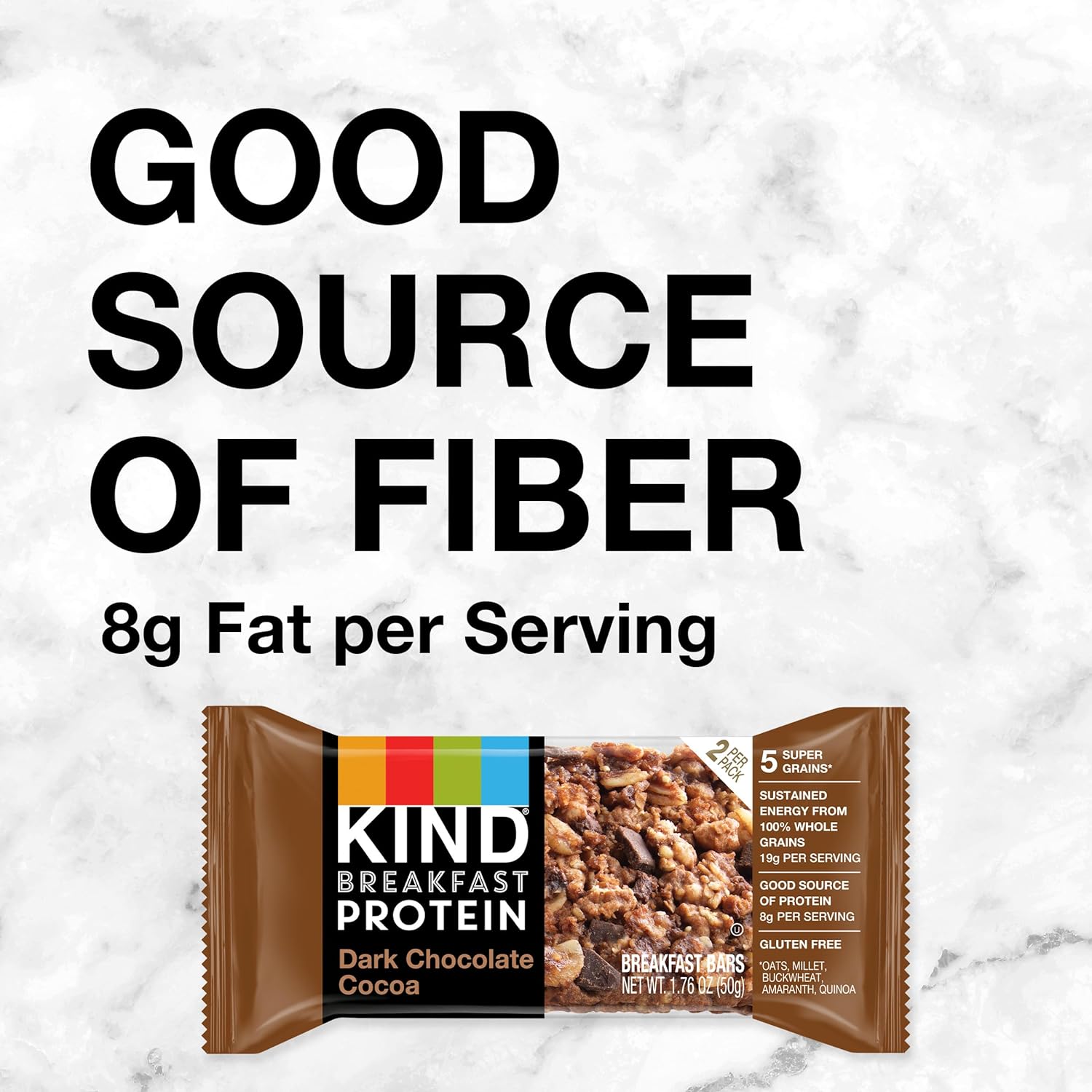 KIND Breakfast, Healthy Snack Bar, Dark Chocolate Cocoa, Gluten Free Breakfast Bars, 8g Protein, 1.76 OZ Packs (6 Count) : Grocery & Gourmet Food