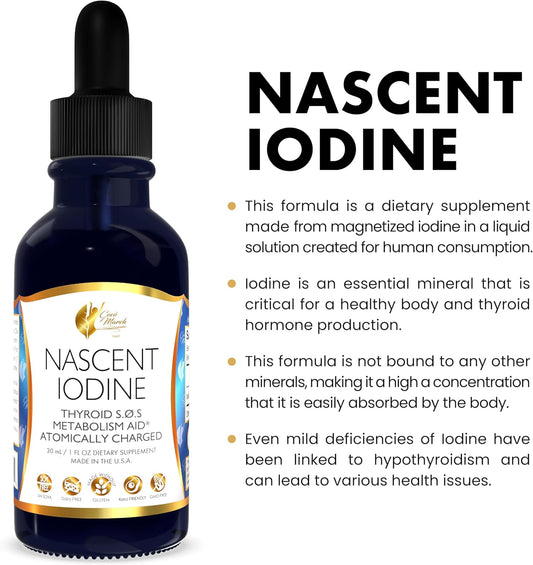 Coco March Nascent Iodine-Magnetized Iodine High Concentration, Thyroid & Metabolism Support, Gluten Free, Keto Friendly, Dairy Free, Soy Free, Gmo Free, 1050 Mcg Per Serving, 1 Fl Oz -500 Servings