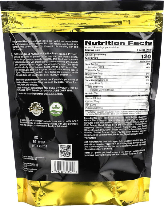 Sport - Vegan Protein Vanilla, 2 lbs Pouch, California Gold Nutrition