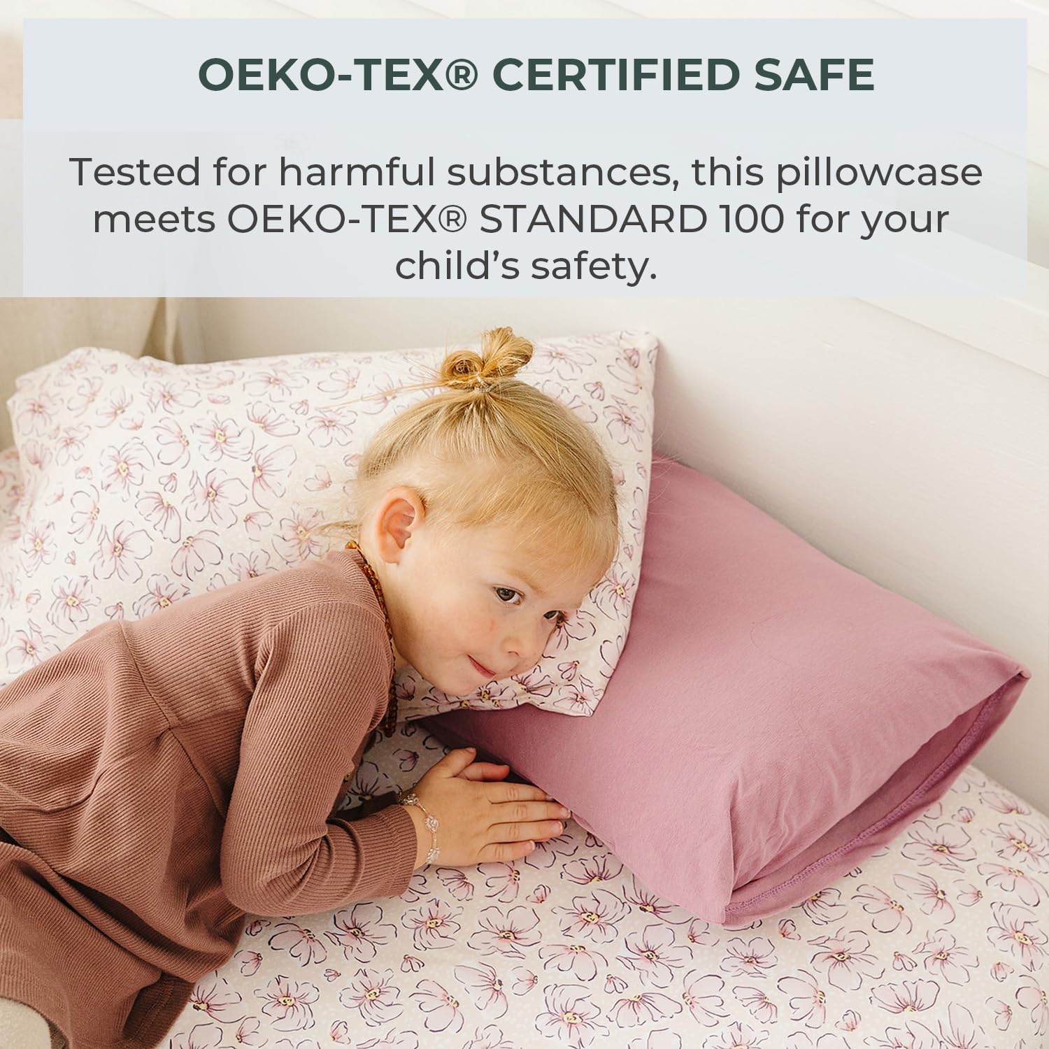 Pobibaby - 2 Pack Premium Toddler Solid Pillowcase - Ultra Soft Jersey Knit - Crib & Kids Pillow, Travel Pillow Case Cover (Blossom)