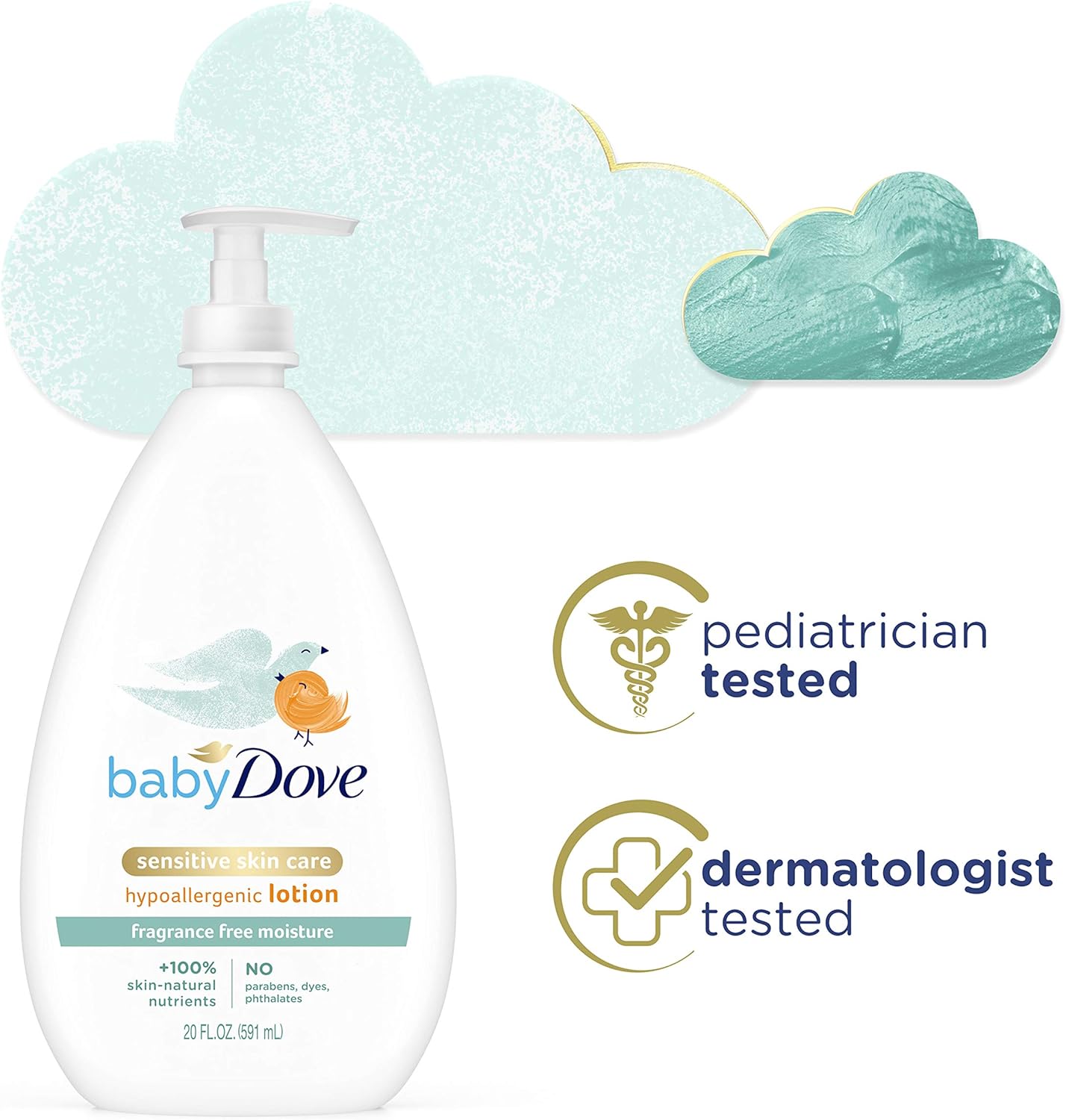 Baby Dove Face and Body Lotion for Sensitive Skin Sensitive Moisture Fragrance-Free Baby Lotion 20 oz : Baby