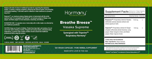 Vasaka Synergized With Triperine Ayurvedic Herbal Respiratory Care 120 Capsules