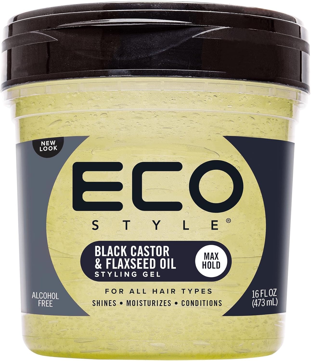 Eco Style Black Castor And Flax Seed Oil Eco Styler Hair Gel, Hydrate And Style, Alcohol-Free, Green 473 Ml (Pack Of 1)
