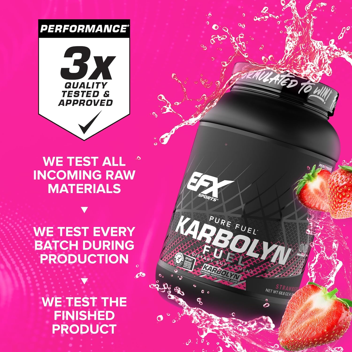 Efx Sports Karbolyn Fuel | Fast-Absorbing Carbohydrate Powder | Carb Load, Sustained Energy, Quick Recovery | Stimulant Free | 35 Servings (Strawberry) : Health & Household