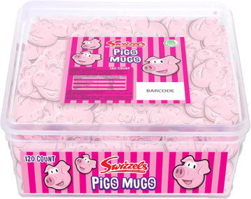 Swizzels Sweet Tubs, Fun Gums Pig'S Mugs, Fruit Flavour Sweet Gums, Sharing Tub Of Sweets, Free From Artificial Colours (120 Sweets Approximately)