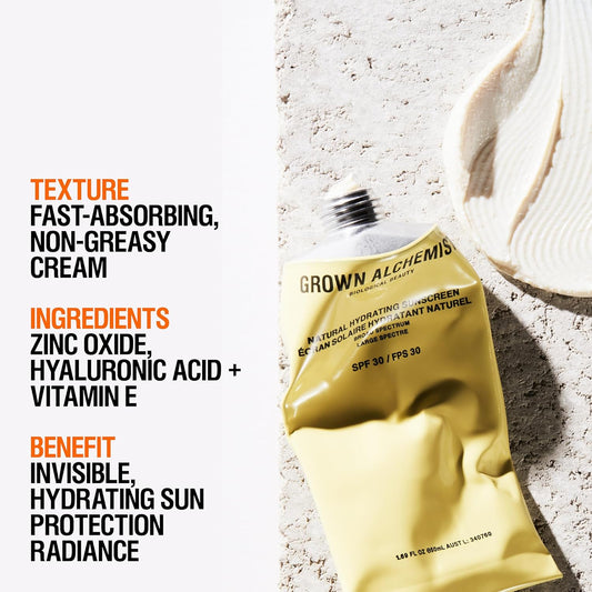 Grown Alchemist Natural Mineral Sunscreen Spf30 - Organic, Reef Safe Sunscreen, Non-Toxic, Zinc Oxide Sunscreen Lotion For Sensitive Skin - Face Sunscreen, Non-Sticky, Travel Size Sun Cream 50 Ml