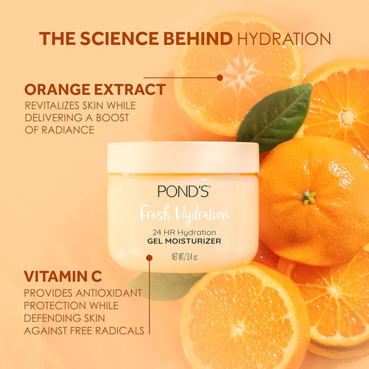 Pond'S Orange Extract & Vitamin C Gel Face Moisturizer For Renewed And Luminous Skin, 3.4 Oz