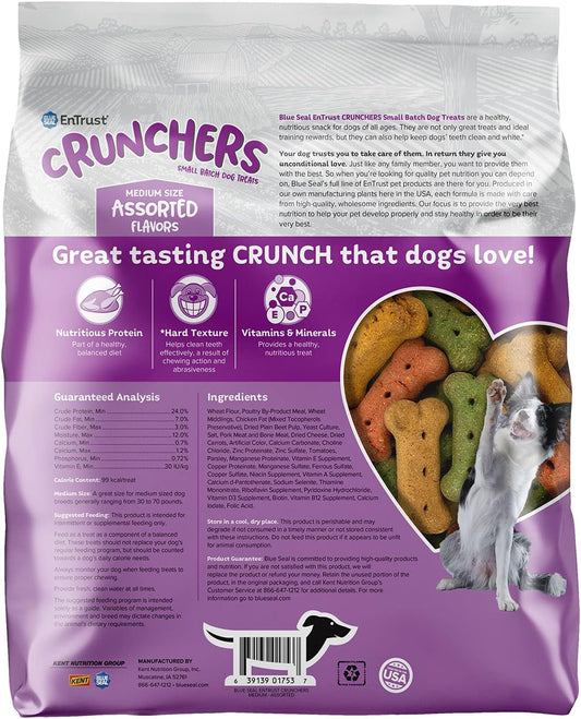 Blue Seal Entrust Crunchers Dog Treats For Medium Size Dogs | Small Batch, Oven Baked, Premium Ingredients | Assortment | 3.5 Pound Bag