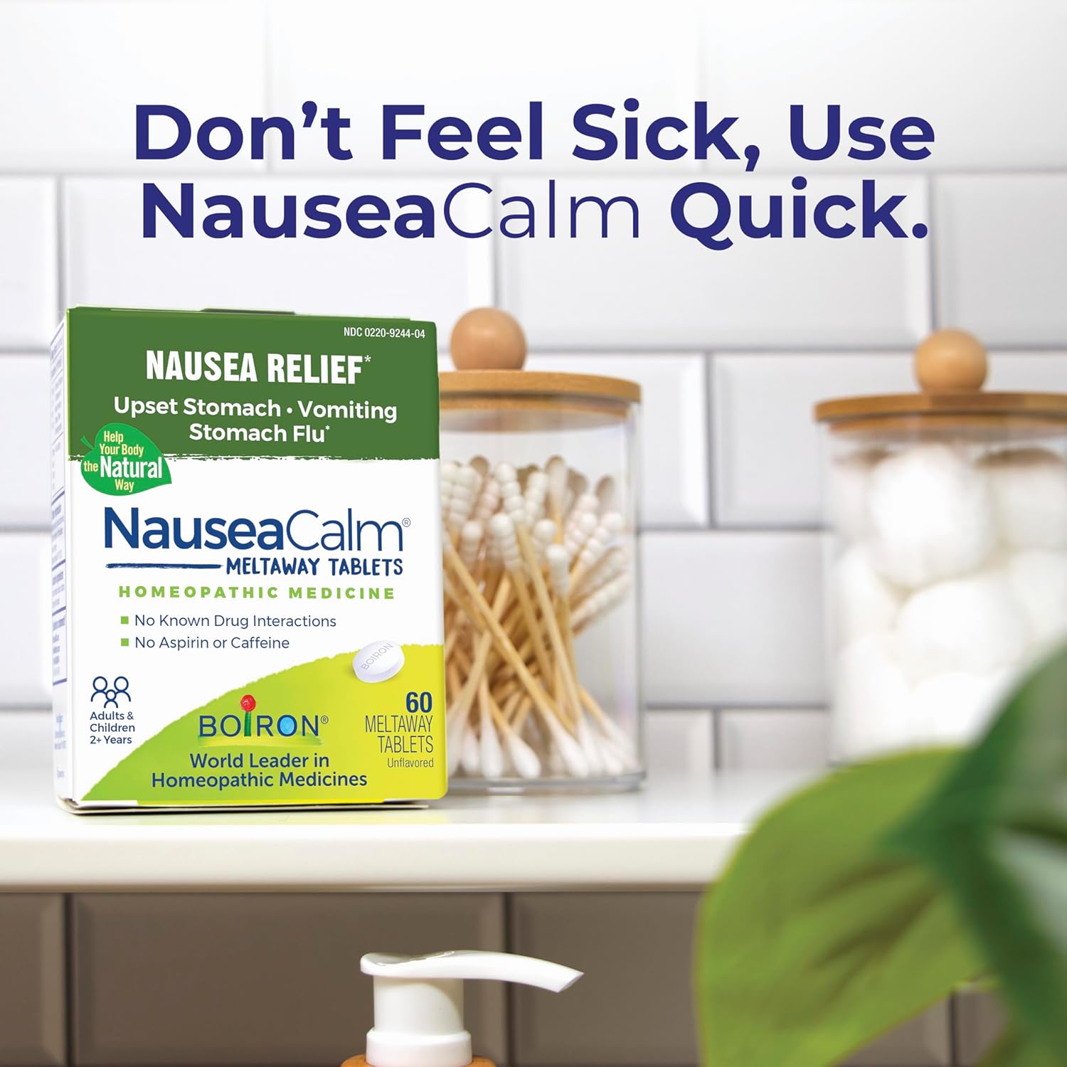 Boiron NauseaCalm Relief for Upset Stomach, Nausea, and Vomiting Due to Stomach Flu, Overindulgence, or Motion Sickness - Non-Drowsy - 60 Count : Health & Household