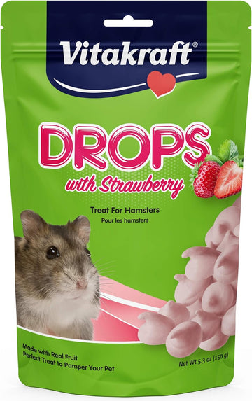 Vitakraft Drops Hamster Treat - Strawberry - Yogurt Treats For Hamsters Pink 5.3 Ounce (Pack Of 1)