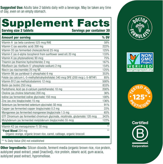 Megafood Men'S 40+ Advanced Multivitamin For Men - Dr-Formulated - Choline, Vitamin B, Vitamin C, Vitamin D, Zinc & Real Food - Brain Health, Immune Support - Vegetarian - 60 Tabs (30 Servings)