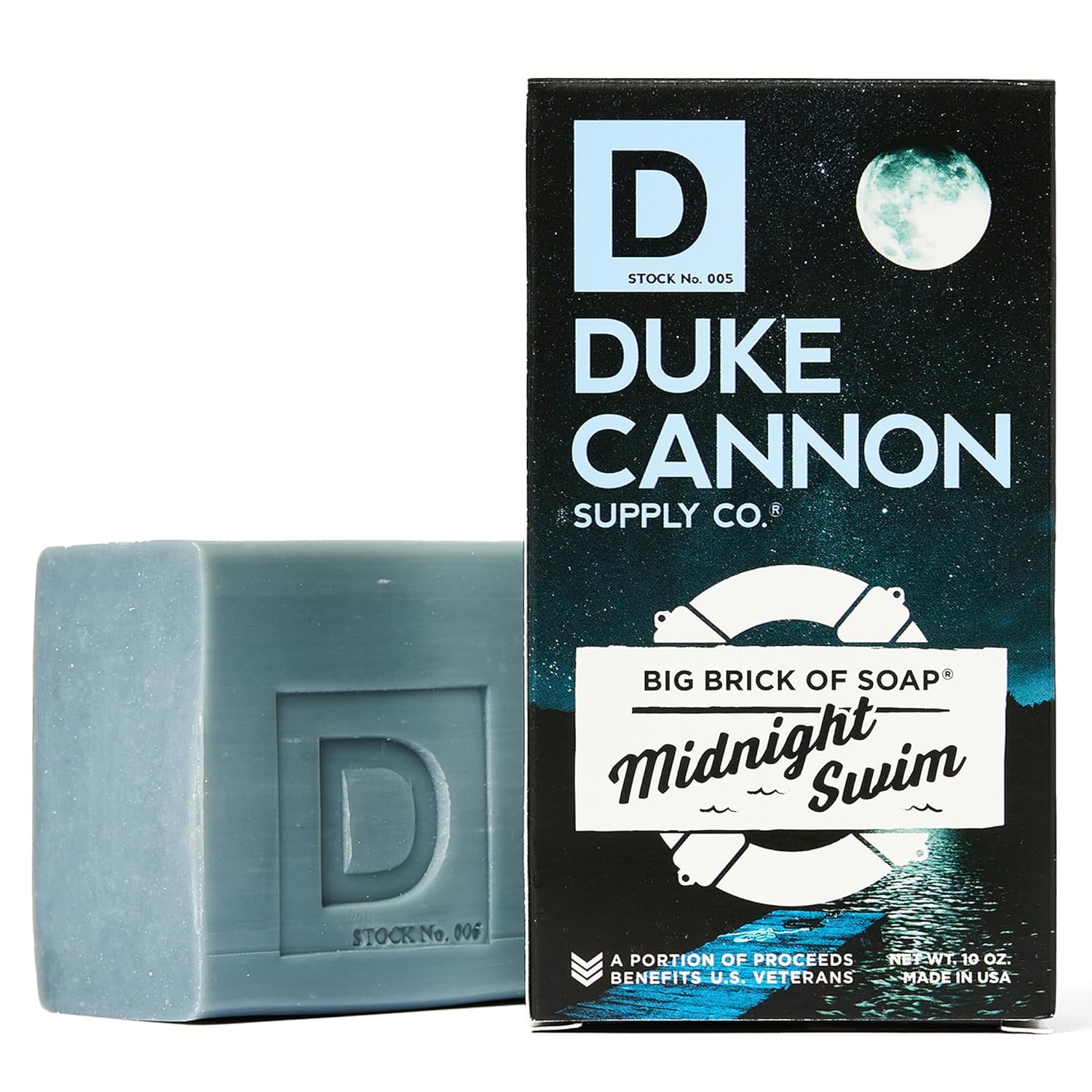 Duke Cannon Big Brick Of Soap Midnight Swim - Refreshing Aquatic Scent With Green Top Notes, 10 Oz. Men'S Soap Bar