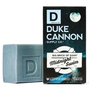 Duke Cannon Big Brick Of Soap Midnight Swim - Refreshing Aquatic Scent With Green Top Notes, 10 Oz. Men'S Soap Bar