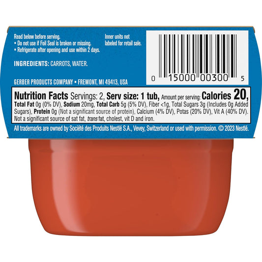 Gerber 1st Foods Baby Food, Carrot Puree, Natural & Non-GMO, 2 Oz - 2 Count (Pack of 8)