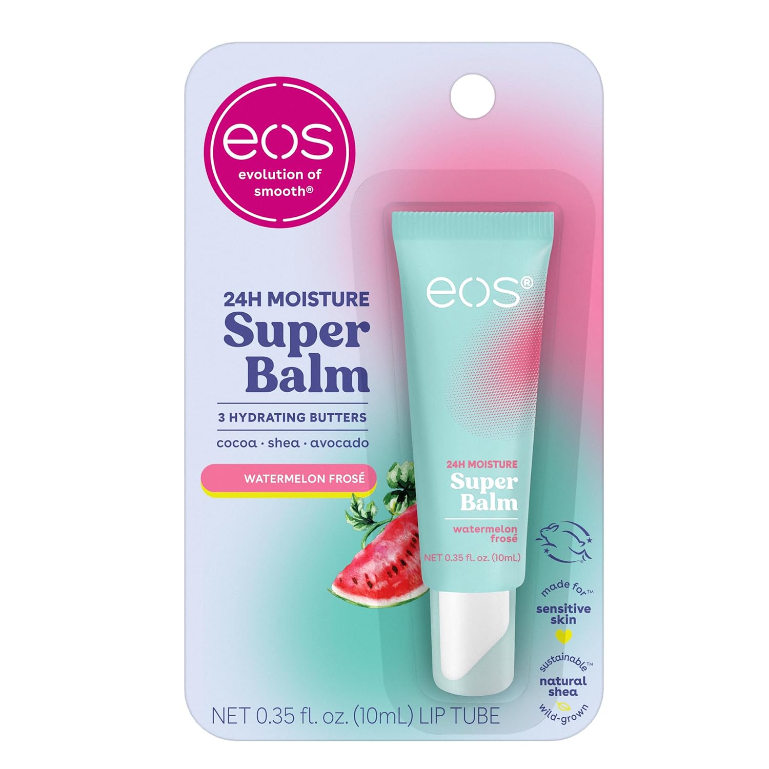 Eos 24H Moisture Super Balm- Watermelon Frosé, Lip Mask, Day Or Night Lip Treatment, Made For Sensitive Skin, 0.35 Fl Oz