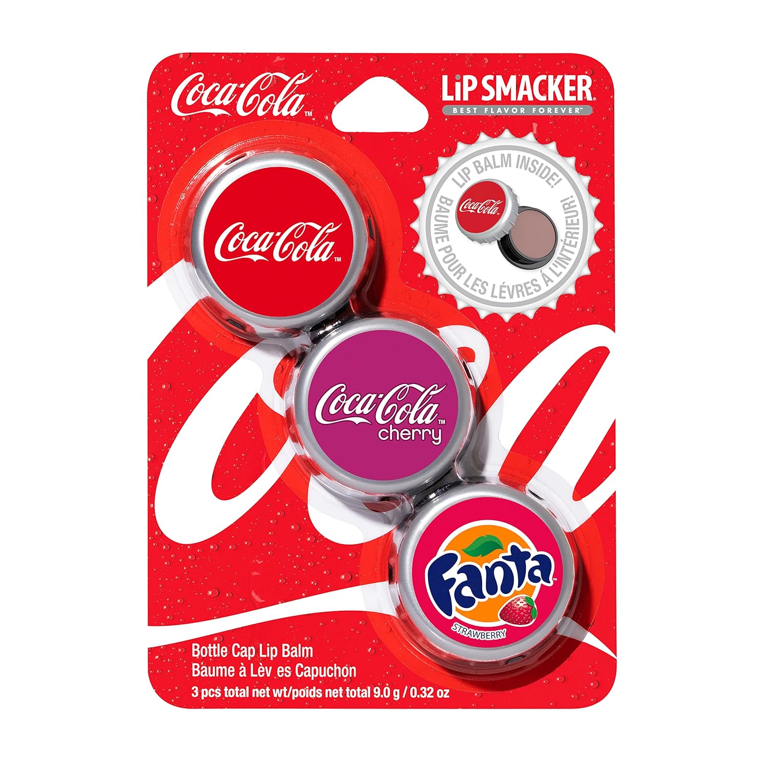 Lip Smacker Coca Cola Collection, lip balm made for kids - Coke Bottle Caps, trio