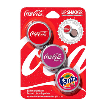 Lip Smacker Coca Cola Collection, lip balm made for kids - Coke Bottle Caps, trio