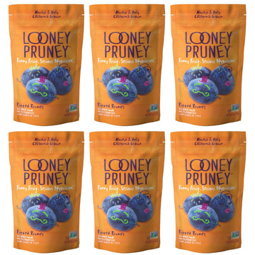 Looney Pruney Pitted Dried Prunes For The Entire Family | Always California-Grown | Kosher | No Added Sugar & No Preservatives (6 Pack)