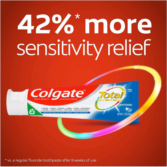 Colgate Total Toothpaste Whitening Gel, Whitening Mint, 4.8 Ounce (Pack of 2)