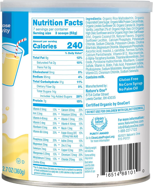 Pediasmart Dairy Vanilla Complete Nutrition Beverage Powder Mix, Non Gmo, Usda Organic, Clean Label Project Verified, 12.7 Oz, Pack Of 6