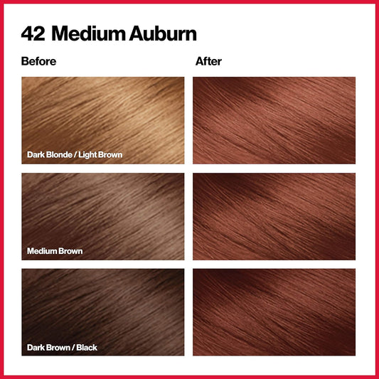 Revlon Colorsilk Beautiful Color Permanent Hair Color, Long-Lasting High-Definition Color, Shine & Silky Softness With 100% Gray Coverage, Ammonia Free, 42 Medium Auburn, 3 Pack