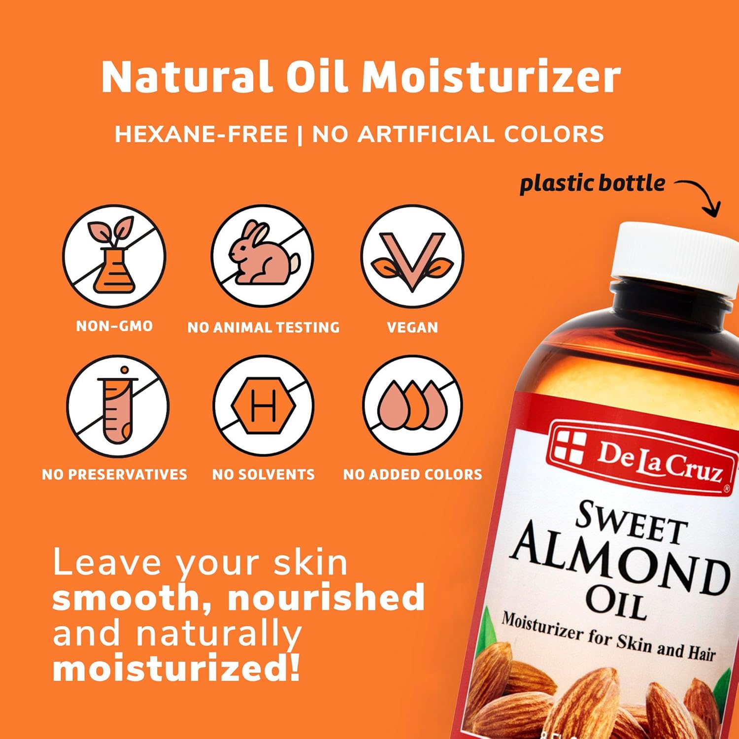 De La Cruz Sweet Almond Oil - Expeller Pressed Almond Oil For Skin And Hair 2 Fl. Oz. (59 Ml) - 3 Bottles : Beauty & Personal Care