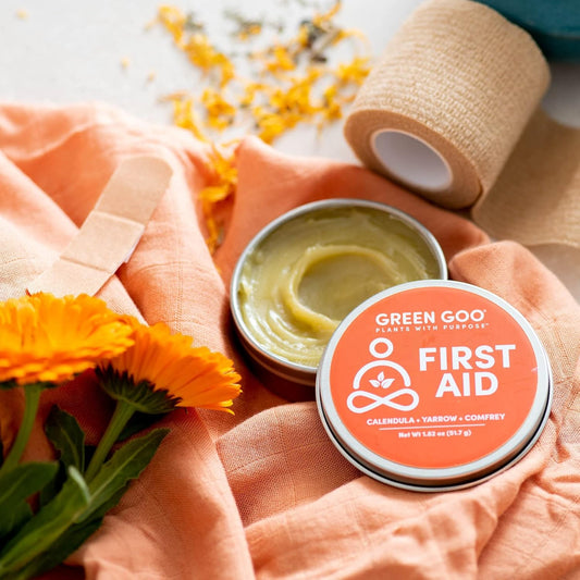 Green Goo Natural Skin Care For Cracked Hands And Feet, White, First Aid, Large Tin, 1.82 Ounce