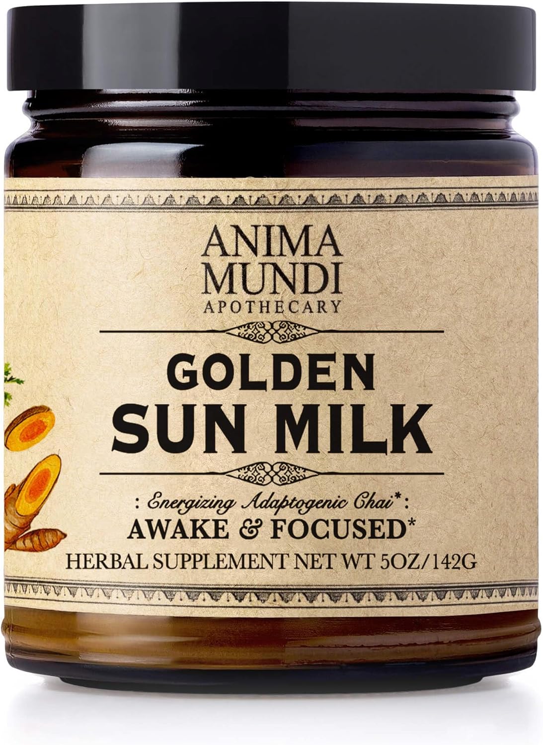 Anima Mundi Apothecary Golden Sun Milk - Relaxing Plant-Based Powder With Organic Spices Turmeric, Ashwagandha, Reishi & Vanilla - Unsweetened Drink Powder - Promote Sense Of Calm (5Oz / 142G)