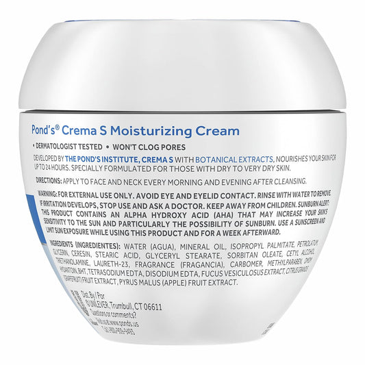 Pond'S Crema S Nourishing Face Moisturizer For Women, Skin Care Facial Moisturizer Cream For Dry To Very Dry Skin, Nourishes For Up To 24 Hours 14.1 Oz