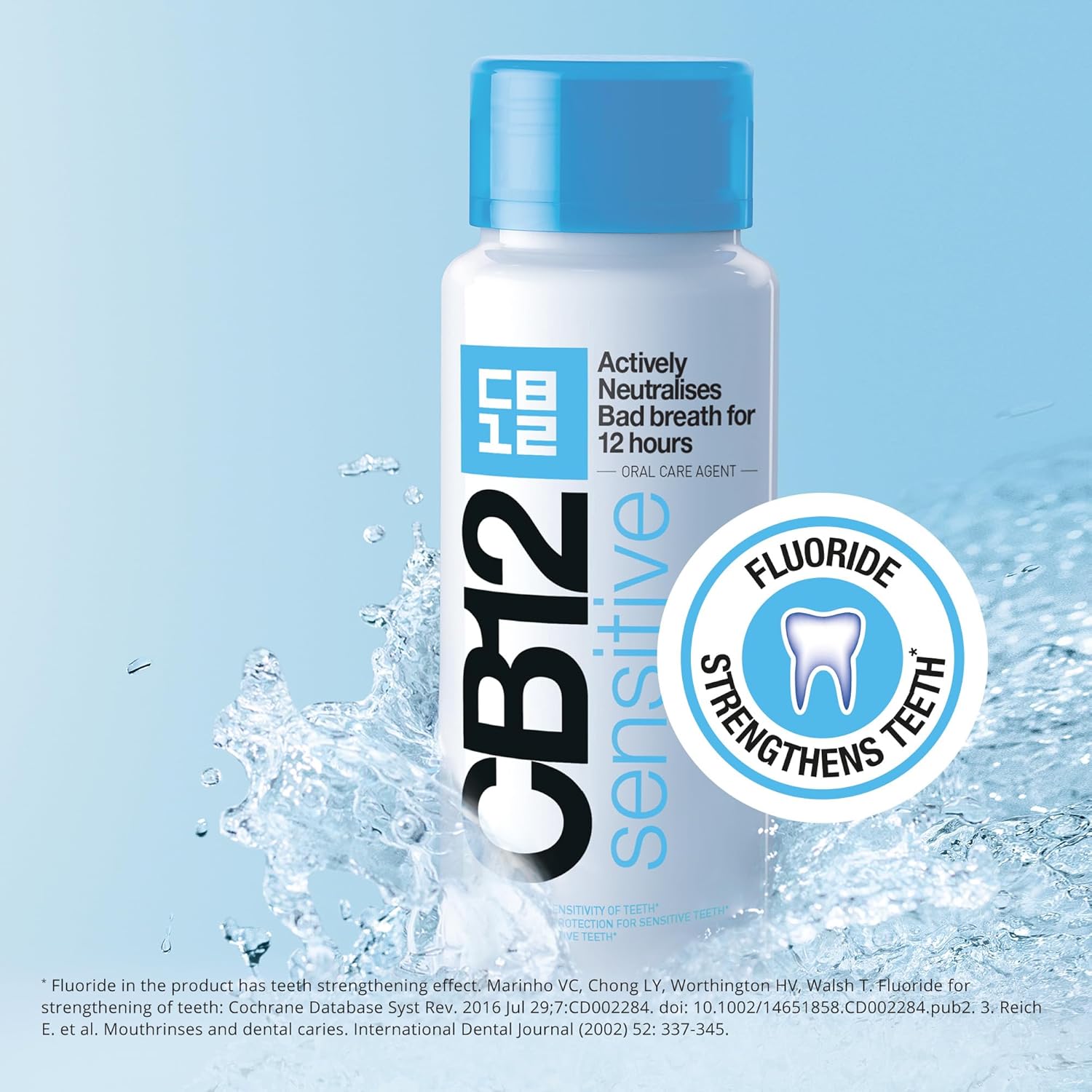 Cb12 Sensitive: Fight Bad Breath For 12 Hours For Sensitive Teeth, Alcohol-Free, Soft Menthol Flavor, 250 Ml