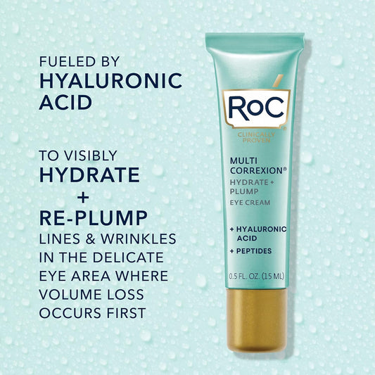 Roc Multi Correxion Hyaluronic Acid Anti Aging Under Eye Cream For Puffiness & Dark Circles (.5 Oz) + Roc Retinol Capsules (7 Ct), Skin Care Routine, Fragrance & Paraben Free For Women And Men