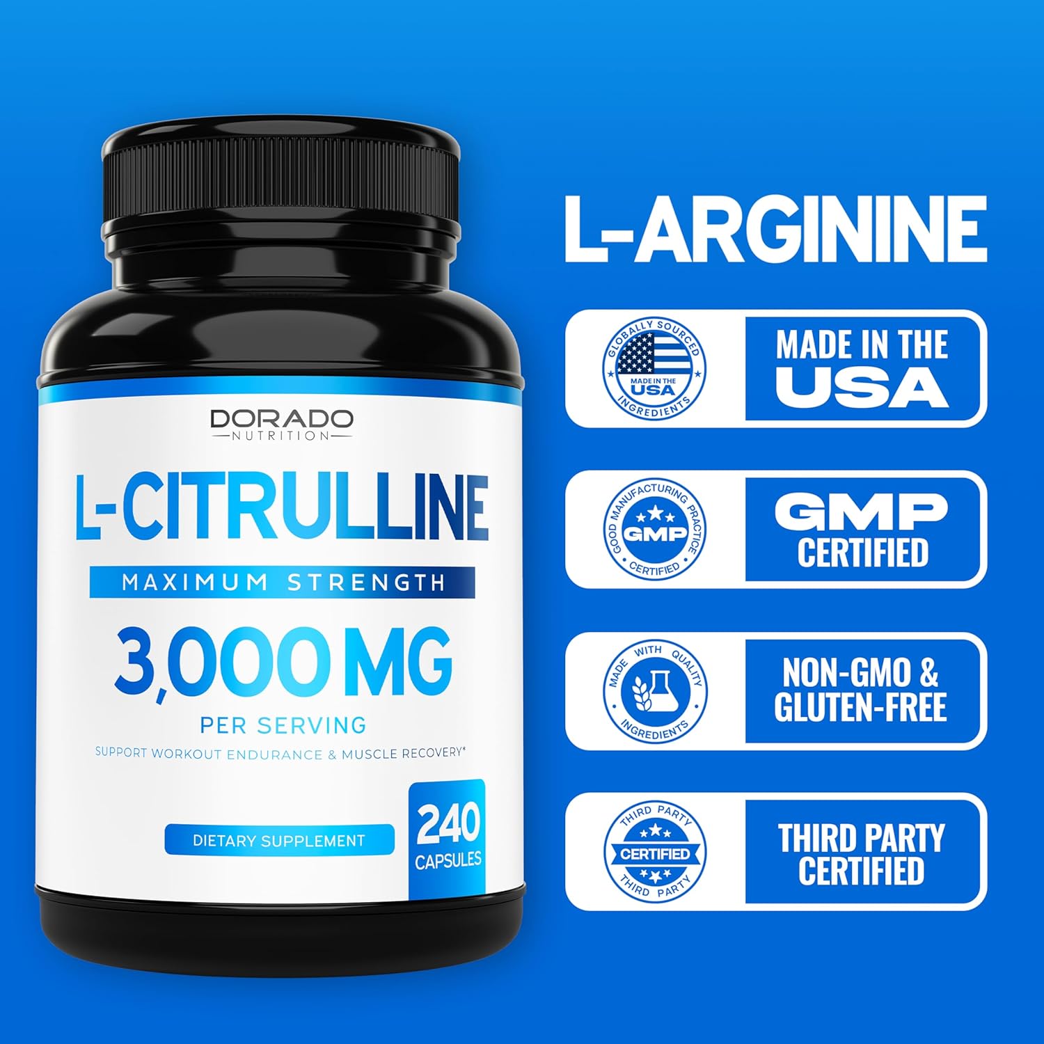 L Citrulline Powder Supplements (3G) Support L Arginine & Nitric Oxide Booster Powder - L-Citruline Supplements For Men & Women - Stamina , Endurance , Performance For Workouts - Vegan & Usa Made : Health & Household