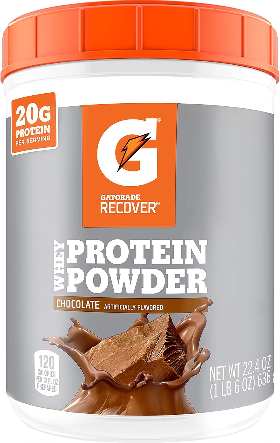 Gatorade Whey Protein Powder, Chocolate, 22.4 Ounce (20 Servings Per Canister, 20 Grams Of Protein Per Serving)