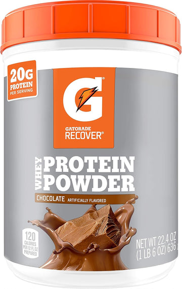 Gatorade Whey Protein Powder, Chocolate, 22.4 Ounce (20 Servings Per Canister, 20 Grams Of Protein Per Serving)