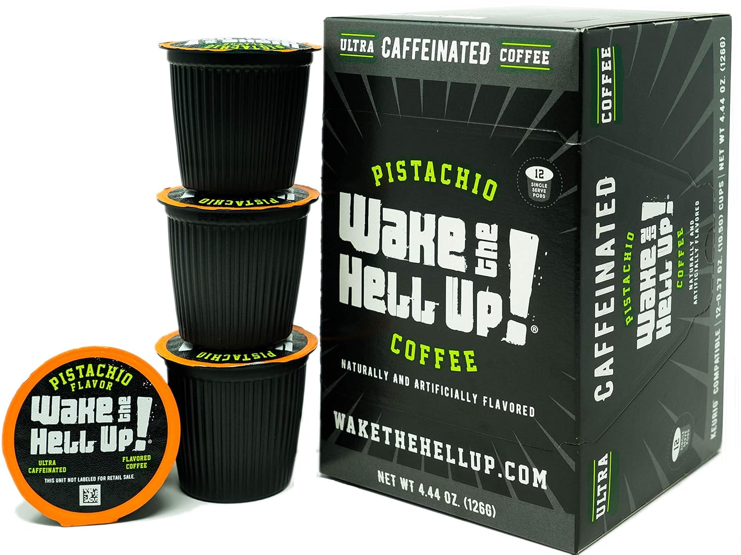 Wake The Hell Up!® Pistachio Flavored Single Serve Coffee Pods | 12 Count, 2.0 Compatible Pods