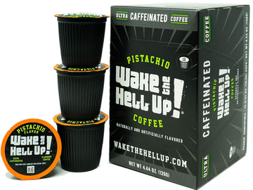 Wake The Hell Up!® Pistachio Flavored Single Serve Coffee Pods | 12 Count, 2.0 Compatible Pods