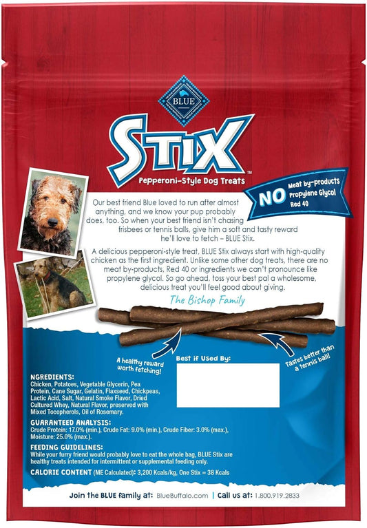 Blue Buffalo Stix Natural Soft-Moist Dog Treats, Chicken Recipe 5-Oz Bag (Pack Of 6)