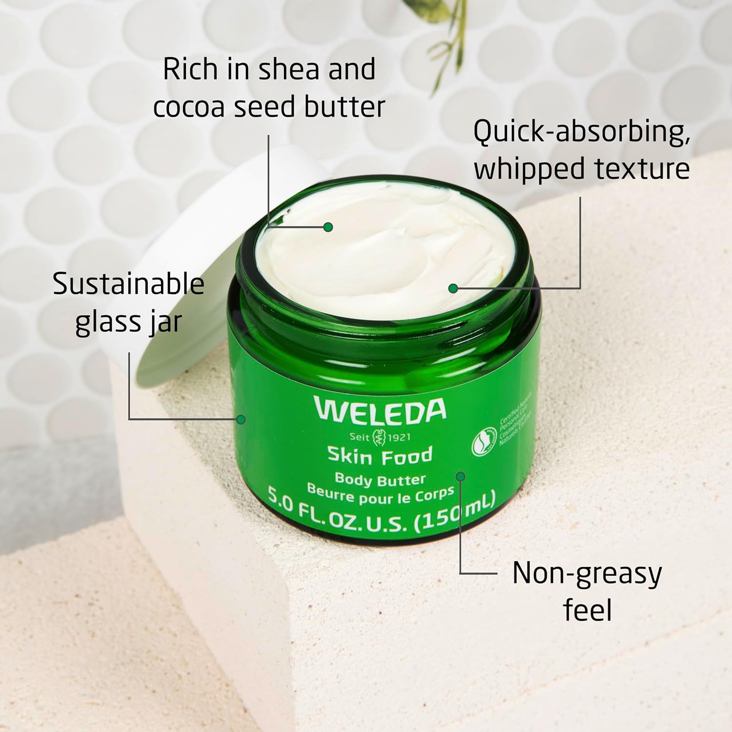 Weleda Skin Food Body Butter 5 Fluid Ounce, Sustainable Glass Jar, Plant Rich Hydrating Moisturizer with Shea and Cocoa Butter, Sweet Almond Oil and Pansy : Beauty & Personal Care