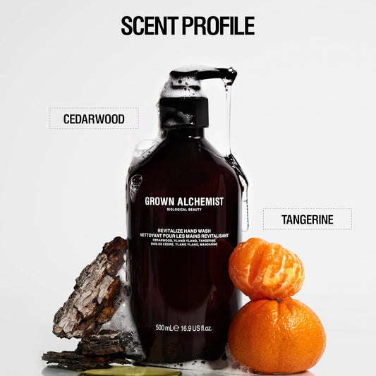 Grown Alchemist Revitalize Hand Wash - Cedarwood Atlas, Ylang Ylang, Tangerine, Organic Hand Soap - Natural Vegan Bioactive Botanicals For Sensitive Skin, Moisturising, Hydrating Handwash