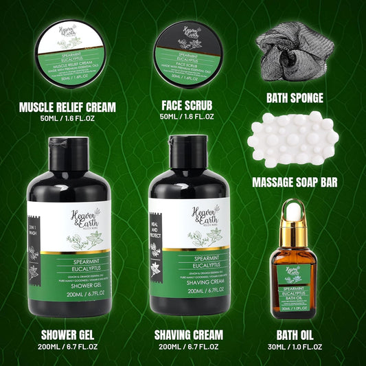 Eucalyptus Spearmint Spa Bath Set. Christmas Mint Bath Gift Basket For Men Women & Couples. Best Spa Basket For Men, Husband, Dad! (Xl, Spearmint Eucalyptus)