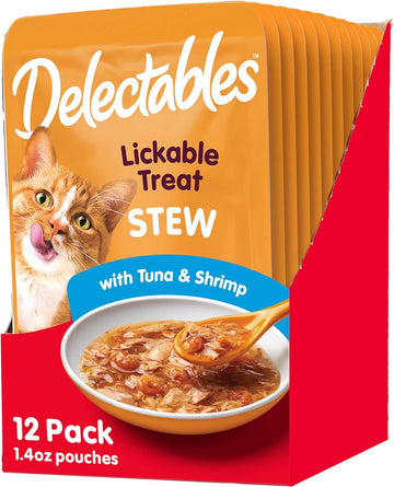 Hartz Delectables Stew Lickable Wet Cat Treats For Adult & Senior Cats, Tuna & Shrimp, 12 Count, 1.4 Ounce (Pack Of 12)