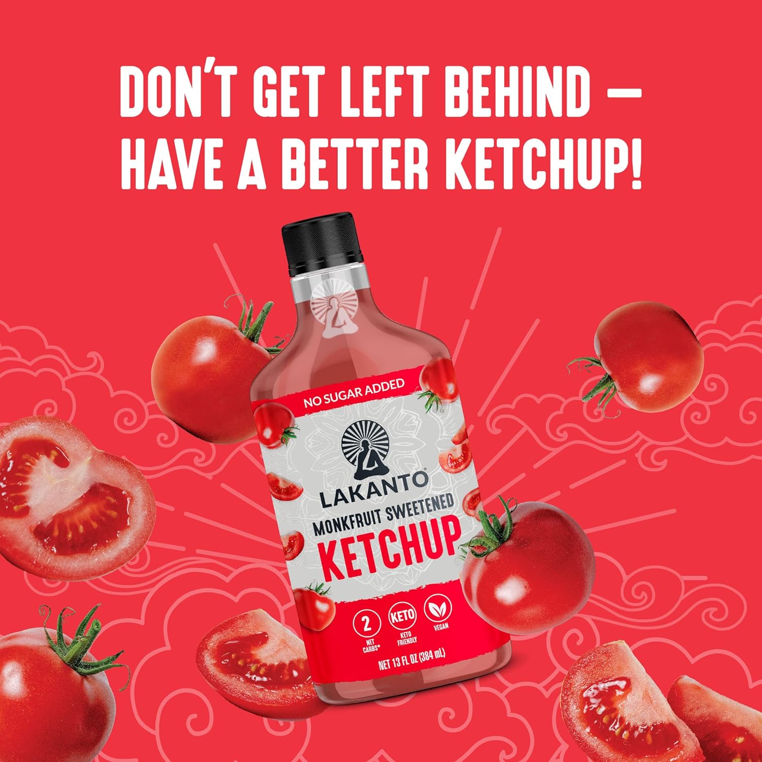 Lakanto Sugar Free Ketchup - Sweetened With Monk Fruit Sweetener, Perfect For Burgers, French Fries, Keto, Paleo, & Vegan Friendly, Gluten Free, Low Carb Condiment (13 Fl Oz) : Grocery & Gourmet Food
