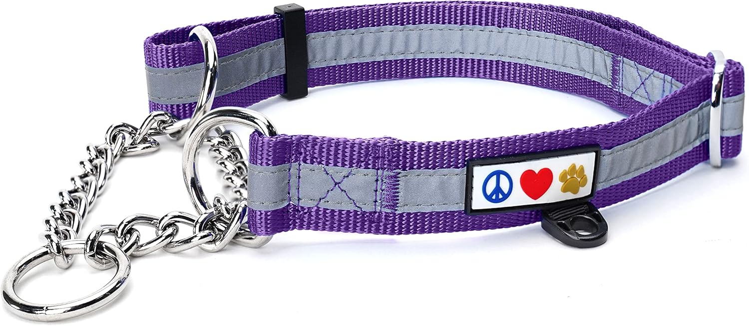 Pawtitas Chain Martingale Dog Collar Puppy Collar Reflective Dog Collar Training Dog Collar Behavioral Dog Chain Collar Collar Medium Dog Collar Purple Dog Collar