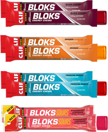 Clif Bloks - Energy Chews With Caffeine - Variety Pack - Non-Gmo - Plant Based - Fast Fuel For Cycling And Running - Quick Carbohydrates And Electrolytes - 2.12 Oz. Packets (8 Count)