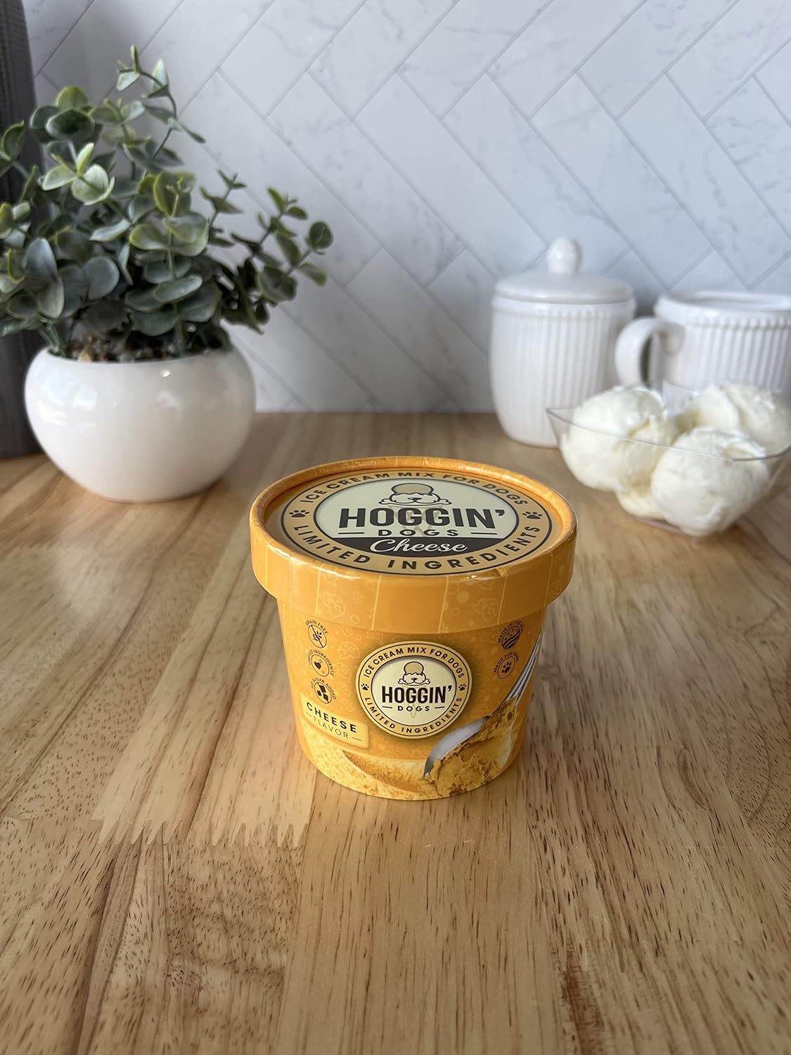 Dog Ice Cream Mix - Just Add Water and Freeze, Gifts for Dogs, No Sugar Added Hoggin' Dogs Ice Cream Mix, 4 Pack Cheese, Banana, Bacon, and Peanut Flavors, 2.32 oz, Made in USA