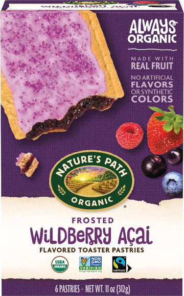 Nature's Path Organic Frosted Wildberry Acai Toaster Pastries, 11 Ounce (Pack of 12), Non-GMO, Made From Real Acai