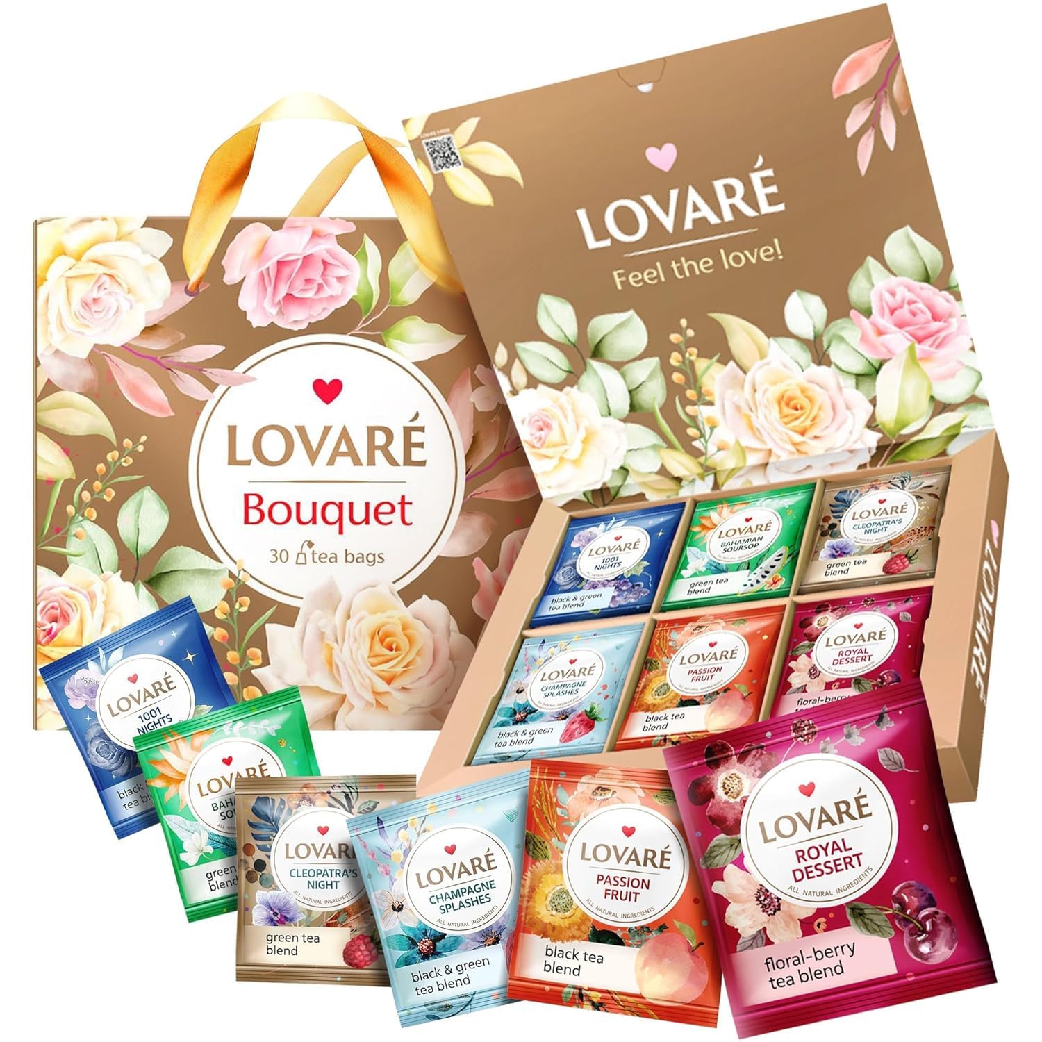 Lovare Tea Bags Variety Pack - Made In Ukraine - Black And Green, Floral Berry, Mixed Blend Assorted Tea Collection - Tea Sampler - Tea Gift Sets For Tea Lovers (30 Bags - 6 Tastes)
