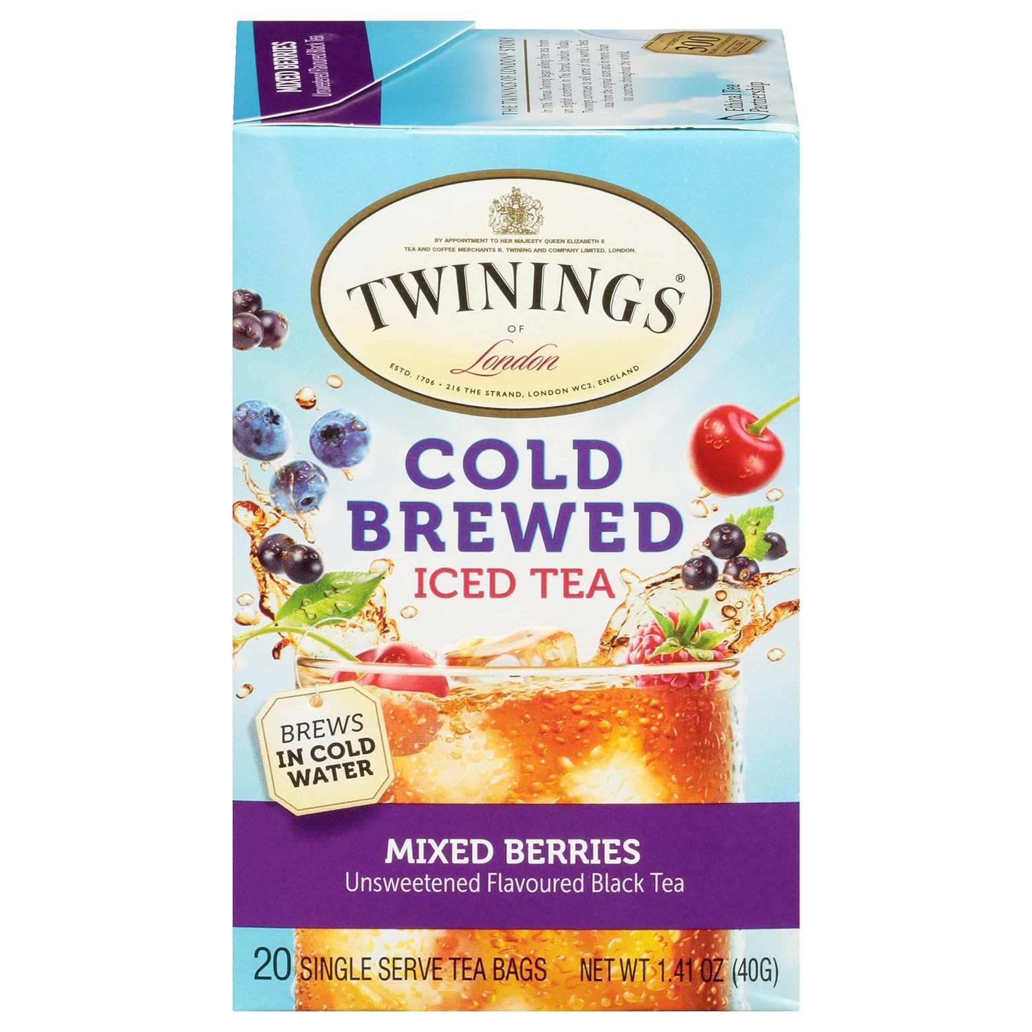 Twinings Mixed Berries Cold Brewed Iced Tea Bags, 20 Count (Pack Of 6)