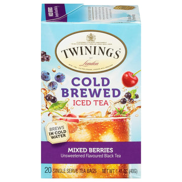 Twinings Mixed Berries Cold Brewed Iced Tea Bags, 20 Count (Pack Of 6)